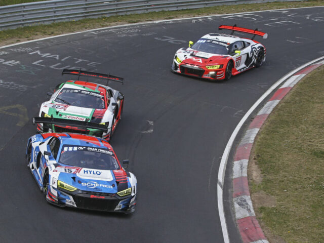Sieben Audi R8 LMS beim 24-Stunden-Jubiläum