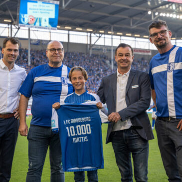 1. FC Magdeburg begrüßt das 10.000 Mitglied / 10-Jähriger Mattis erlebt einen besonderen Tag im Stadion