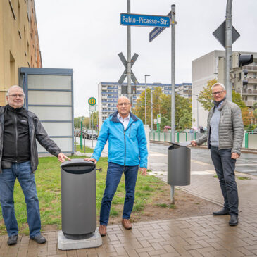 Magdeburger Stadtreinigung stellt neue Papierkörbe auf / Umsetzung des vom Stadtrat beschlossenen Konzeptes