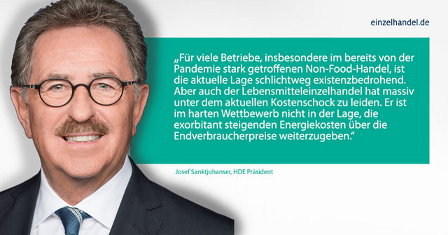 Vor konzertierter Aktion: HDE-Präsident fordert Unterstützung bei Energiekosten