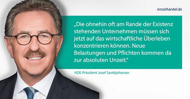 Energiekrise: HDE-Präsident Sanktjohanser fordert spürbares Belastungsmoratorium für Unternehmen