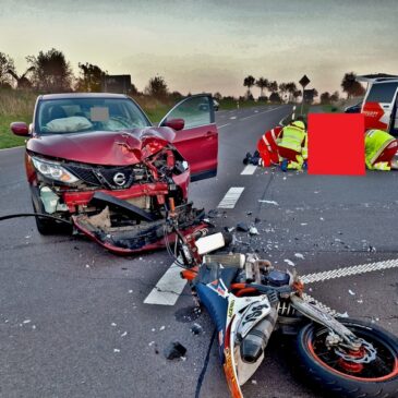 Motorradunfall auf der L44 – Biker schwer verletzt