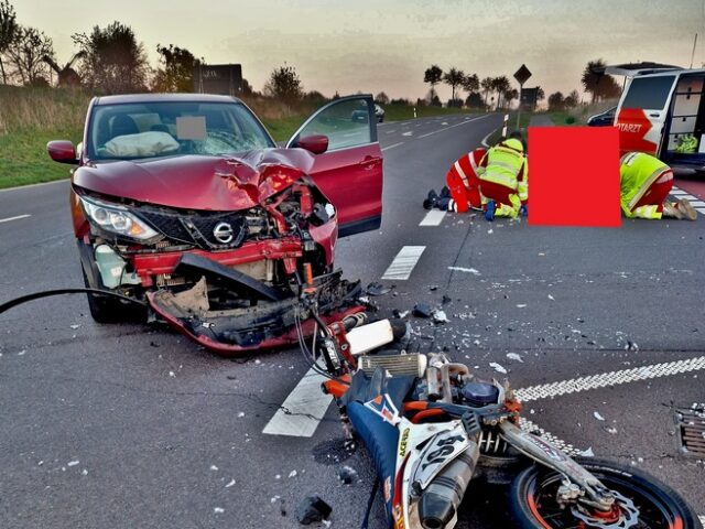 Motorradunfall auf der L44 – Biker schwer verletzt