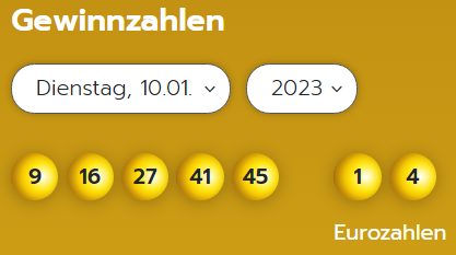 Eurojackpot: Zahlen & Quoten (Dienstags-Ziehung)