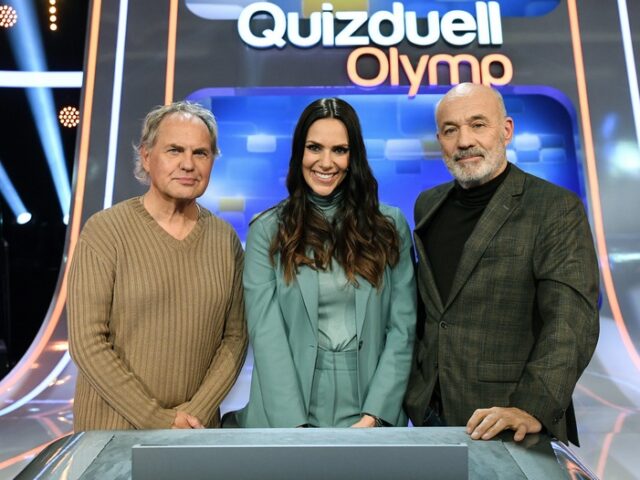 „Alte Freunde“ gegen den Olymp: Heiner Lauterbach und Uwe Ochsenknecht bei Esther Sedlaczek / „Quizduell-Olymp“ heute um 18:50 Uhr im Ersten