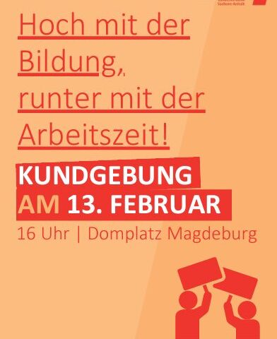 GEW Sachsen-Anhalt ruft alle Lehrkräfte zu Kundgebungen auf