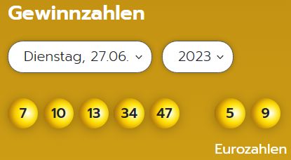 Eurojackpot: Zahlen & Quoten (Dienstags-Ziehung)