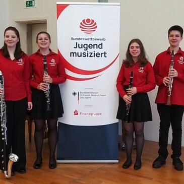 Klarinetten-Quartett „Clarineti Nobili“ der Kreismusikschule beim Finale „Jugend musiziert“ erfolgreich