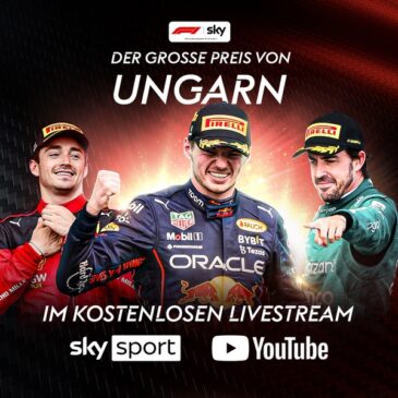 Sky Sport präsentiert die Formel 1 für alle: das Rennen in Ungarn heute am Sonntag live auch auf YouTube