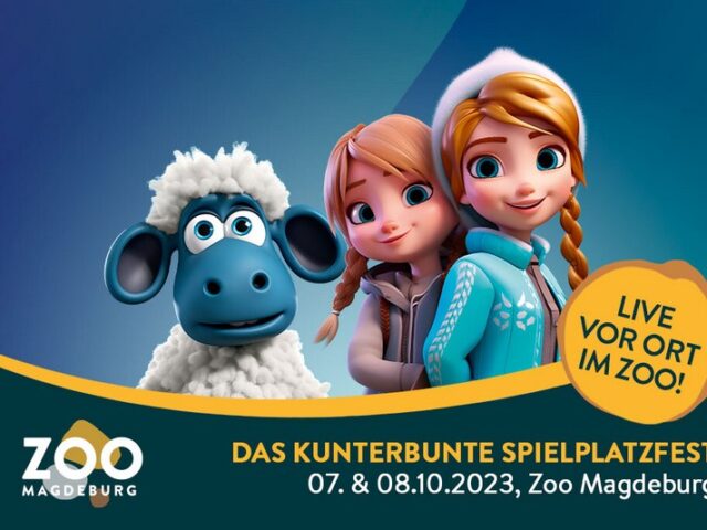 Schaf Shaun & die Eisschwestern beim Kunterbunten Spielplatzfest im Zoo