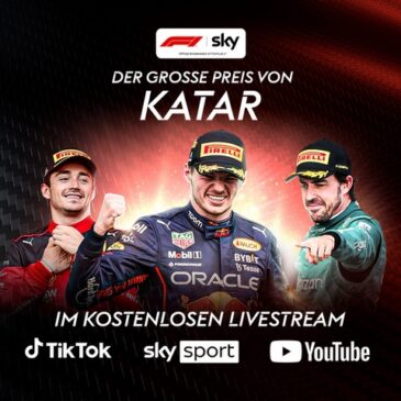 Formel 1: Sky zeigt Großen Preis von Katar zusätzlich in der Sky Sport App, auf skysport.de, YouTube und TikTok
