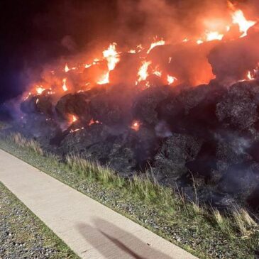 Feuerwehr im Einsatz: Brand zerstört über 80 Strohballen