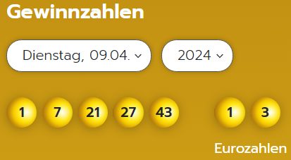 Eurojackpot: Zahlen & Quoten der Dienstags-Ziehung