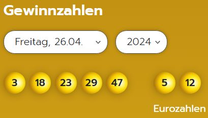 Eurojackpot: Zahlen & Quoten der Freitags-Ziehung / 95.323 Euro gehen nach Sachsen-Anhalt