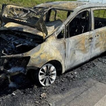 Auto brennt auf A14 komplett aus