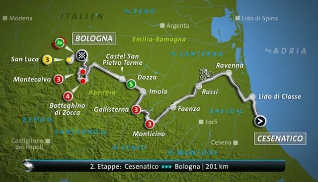 Tour de France – 2. Etappe: Cesenatico – Bologna (200 km) (Das Erste  15:30 – 17:40 Uhr)