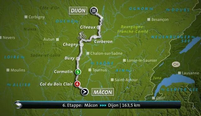 Tour de France – 6. Etappe: Mâcon – Dijon (163 km) (Das Erste 14:10 – 17:30 Uhr)