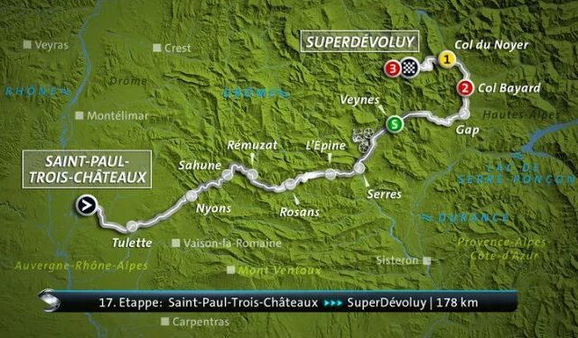 Livestream ab 13:05 Uhr: Tour de France – 17. Etappe: Saint-Paul-Trois-Châteaux – Superdévoluy (178 km) (Das Erste 14:10 – 17:20 Uhr)