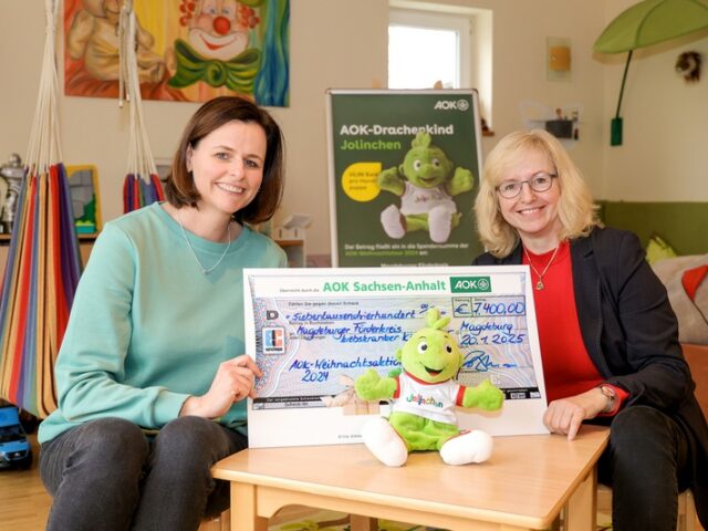 AOK übergibt Spende an den Magdeburger Förderkreis krebskranker Kinder e.V