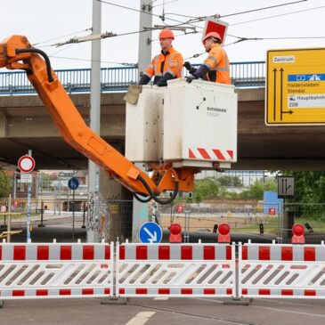 Straßenbahnen rollen ab Samstag wieder über den Damaschkeplatz – Oberleitung an Ringbrücke entfernt