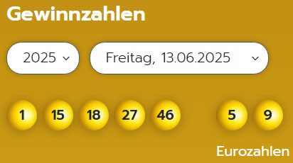 Eurojackpot: Zahlen & Quoten der Freitags-Ziehung