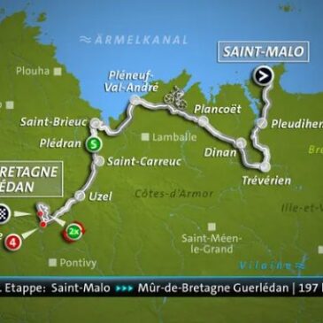 Tour de France – 7. Etappe: Saint-Malo – Mûr-de- Bretagne Guerlédan (194 km) (Das Erste  14:10 – 17:15 Uhr)