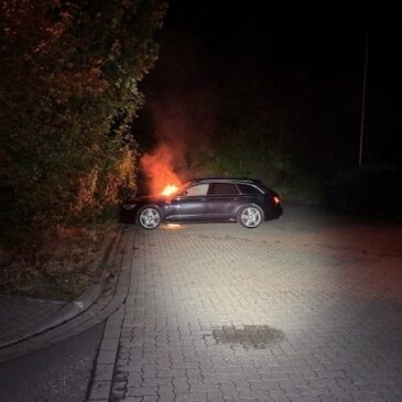 Auto geht auf Parkplatz in Flammen auf