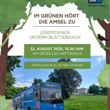 Lesepicknick „Unterm Blätterdach“ heute im Klosterbergegarten