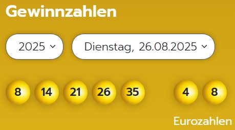 Eurojackpot: Zahlen & Quoten der Dienstags-Ziehung