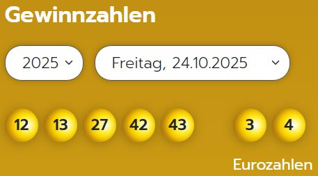 Eurojackpot: Zahlen & Quoten der Freitags-Ziehung