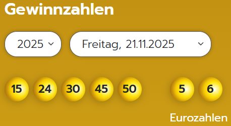 Eurojackpot: Zahlen & Quoten der Freitags-Ziehung