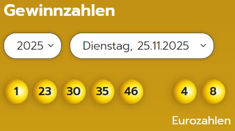 Eurojackpot: Zahlen & Quoten der Dienstags-Ziehung