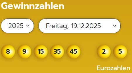Eurojackpot: Zahlen & Quoten der Freitags-Ziehung