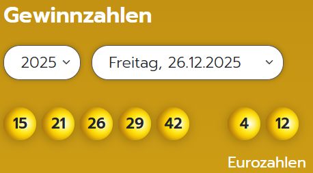 Eurojackpot: Zahlen & Quoten der Freitags-Ziehung / 534.324,10 € gehen nach Sachsen-Anhalt