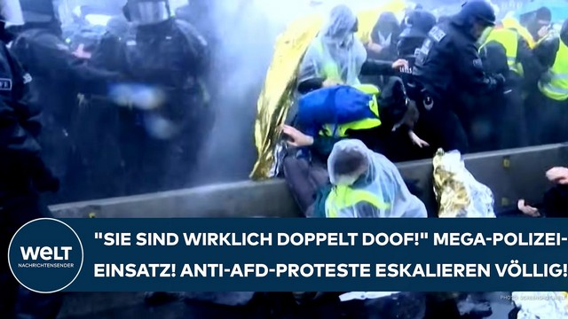 GIEßEN: „Sie sind wirklich doppelt doof!“ Anti-AfD-Proteste eskalieren völlig! Mega-Polizei-Einsatz!