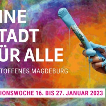 Schlusspunkt der Aktionswoche „Eine Stadt für alle“ am 27. Januar vor dem Hauptbahnhof Magdeburg