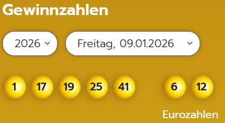 Eurojackpot: Zahlen & Quoten der Freitags-Ziehung