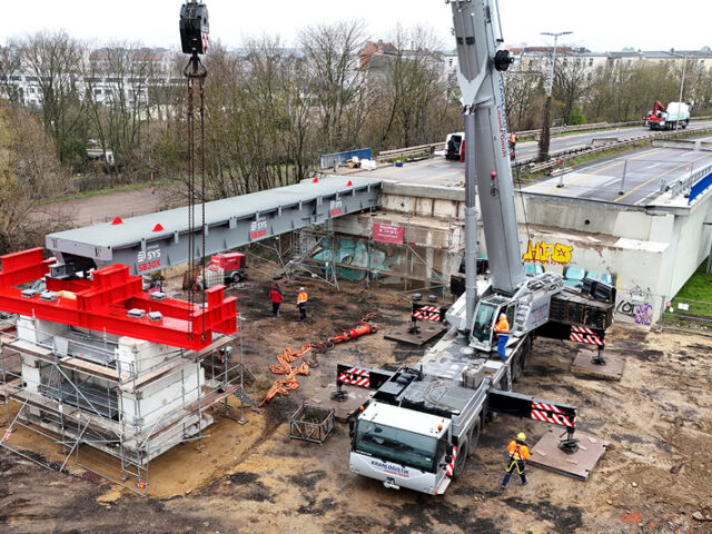 Ringbrücken Halberstädter Straße: Einhub der Behelfsbrücken hat begonnen