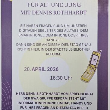 Handy-Sprechstunde mit Denis Rothhardt heute in der Stadtteilbibliothek Magdeburg-Reform