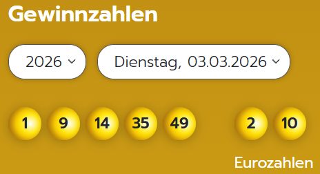 Eurojackpot: Zahlen & Quoten der Dienstags-Ziehung