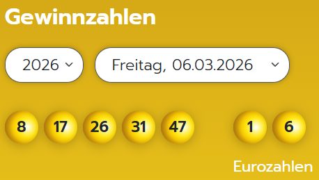Eurojackpot: Zahlen & Quoten der Freitags-Ziehung