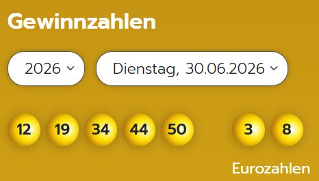 Eurojackpot: Zahlen & Quoten der Dienstags-Ziehung